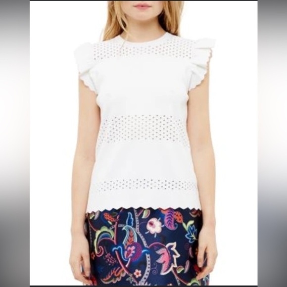 Ted Baker Jesile London Cutwork Top In Ivory - Picture 1 of 6